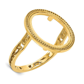 14K Yellow Gold 1/10th American Eagle Coin Diamond-cut Coin Ring - Size: 7 - (B32-691) 14K Yellow Gold 1/10th American Eagle Coin Diamond-cut Coin Ring - Size: 7 - (B32-691)