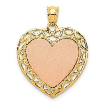 14k Two Tone Gold Polished and Satin Heart Pendant - (A85-891) 14k Two Tone Gold Polished and Satin Heart Pendant - (A85-891)