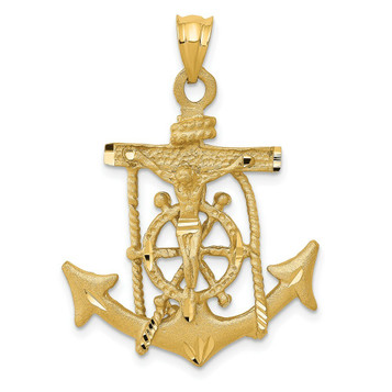 14K Yellow Gold Mariners Cross Pendant 40mm length - (A82-855) 14K Yellow Gold Mariners Cross Pendant 40mm length - (A82-855)