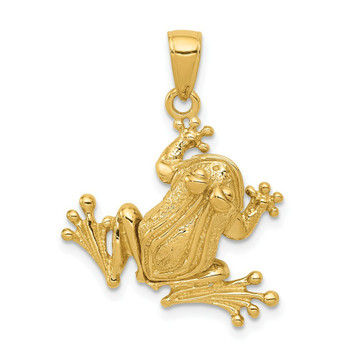 14K Yellow Gold Solid Polished 3-Dimensional Moveable Frog Pendant - (A84-320) 14K Yellow Gold Solid Polished 3-Dimensional Moveable Frog Pendant - (A84-320)