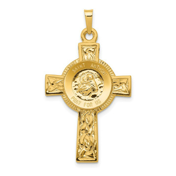 14K Yellow Gold Cross with St Anthony Medal Pendant - (A97-936) 14K Yellow Gold Cross with St Anthony Medal Pendant - (A97-936)