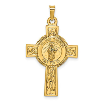 14K Yellow Gold Cross with St. Jude Medal Pendant - (A97-988) 14K Yellow Gold Cross with St. Jude Medal Pendant - (A97-988)