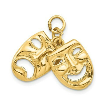 14K Yellow Gold Comedy Tragedy Charm Pendant - (A98-601) 14K Yellow Gold Comedy Tragedy Charm Pendant - (A98-601)