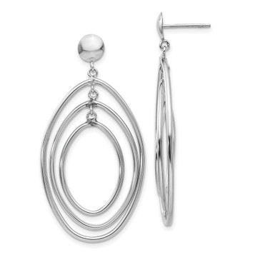 14K White Gold Oval Circle Dangle Post Earrings - (B42-684)