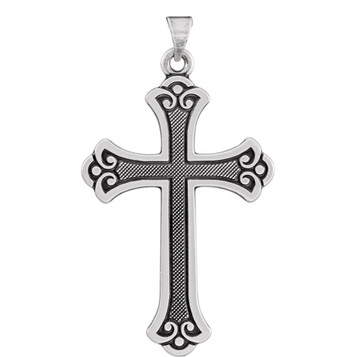 Religious Christian Cross Pendant - 14K White Gold Cross Necklace Tria –  Triantos Crosses - 1971318 ONTARIO INC