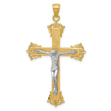 14K Two-tone Gold Crucifix Pendant 50mm length - (A86-840) 14K Two-tone Gold Crucifix Pendant 50mm length - (A86-840)