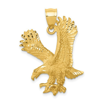 14k Yellow Gold Satin Diamond-cut Eagle Pendant - (A85-787) 14k Yellow Gold Satin Diamond-cut Eagle Pendant - (A85-787)