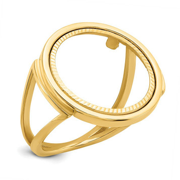 14K Yellow Gold 1/10th American Eagle Coin Diamond-cut Coin Ring - Size: 7 - (B31-669) 14K Yellow Gold 1/10th American Eagle Coin Diamond-cut Coin Ring - Size: 7 - (B31-669)