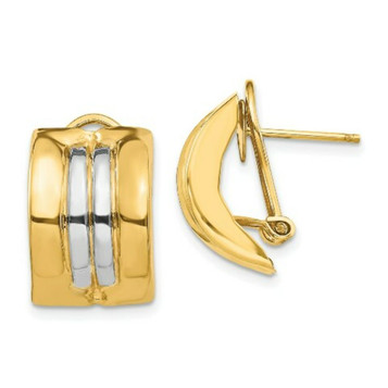 14K Two-tone Gold Omega Post Earrings - (B36-895)