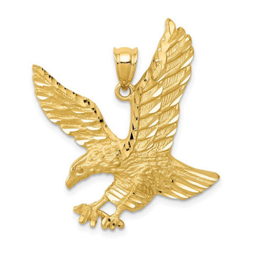 14K Yellow Gold Satin Diamond-cut Eagle Pendant - (A83-496) 14K Yellow Gold Satin Diamond-cut Eagle Pendant - (A83-496)