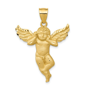 14K Yellow Gold Satin Angel not listening Pendant - (A83-738)
