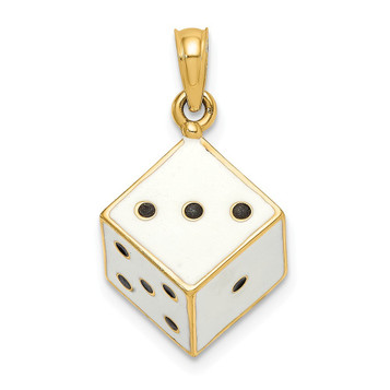 14K Yellow Gold 3-D Enamel Dice Charm Pendant - (A91-675) 14K Yellow Gold 3-D Enamel Dice Charm Pendant - (A91-675)