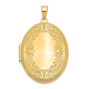 14K Yellow Gold 31mm Oval Scroll Locket 31x25mm - (A99-352)