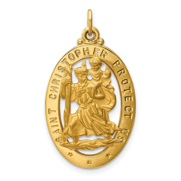 14K Yellow Gold Saint Christopher Medal Pendant 17mm width - (B11-186) 14K Yellow Gold Saint Christopher Medal Pendant 17mm width - (B11-186)