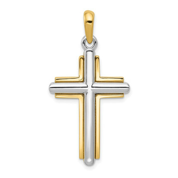 14K Two-tone Gold Cross Pendant 41mm length - (A83-952) 14K Two-tone Gold Cross Pendant 41mm length - (A83-952)
