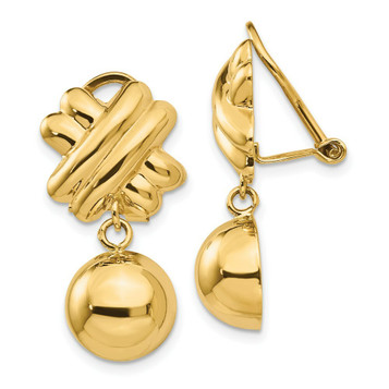 14K Yellow Gold Non-pierced Fancy Ball Earrings - (B36-833) 14K Yellow Gold Non-pierced Fancy Ball Earrings - (B36-833)