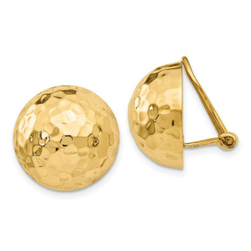 14K Yellow Gold Omega Clip 16mm Hammered Non-pierced Earrings - (B44-265) 14K Yellow Gold Omega Clip 16mm Hammered Non-pierced Earrings - (B44-265)