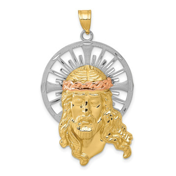 14K Tri-Color Gold Diamond-cut Christ Pendant - (A84-531) 14K Tri-Color Gold Diamond-cut Christ Pendant - (A84-531)
