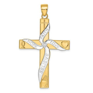 14K Yellow Gold & Rhodium Latin Cross Pendant - (A85-157) 14K Yellow Gold & Rhodium Latin Cross Pendant - (A85-157)