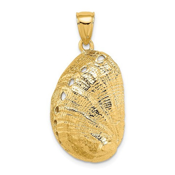 14K Yellow Gold 2-D Abalone Shell Charm Pendant - (A91-562)