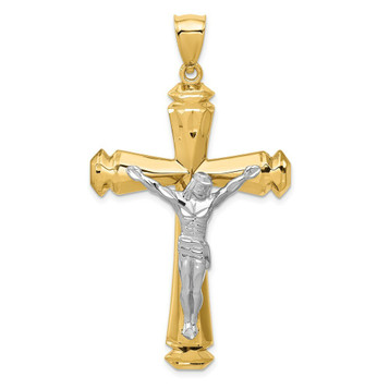 14K Two-tone Gold Crucifix Pendant 61mm length - (A84-656) 14K Two-tone Gold Crucifix Pendant 61mm length - (A84-656)
