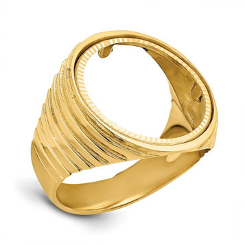 14K Yellow Gold 1/10th American Eagle Coin Diamond-cut Coin Ring - Size: 10 - (B31-688) 14K Yellow Gold 1/10th American Eagle Coin Diamond-cut Coin Ring - Size: 10 - (B31-688)