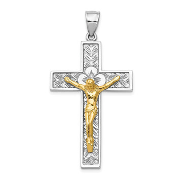 14K Two-tone Gold Crucifix Pendant 51mm length - (A84-471) 14K Two-tone Gold Crucifix Pendant 51mm length - (A84-471)