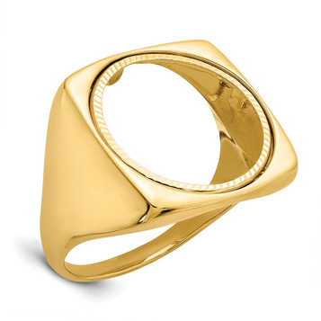 14K Yellow Gold 1/10th American Eagle Coin Diamond-cut Coin Ring - Size: 10 - (B31-714) 14K Yellow Gold 1/10th American Eagle Coin Diamond-cut Coin Ring - Size: 10 - (B31-714)