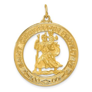 14K Yellow Gold Saint Christopher Medal Pendant 29mm width - (B11-518) 14K Yellow Gold Saint Christopher Medal Pendant 29mm width - (B11-518)