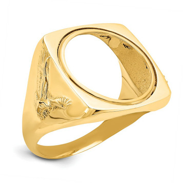 14K Yellow Gold 1/10th American Eagle Coin Polished Coin Ring - Size: 10 - (B31-702) 14K Yellow Gold 1/10th American Eagle Coin Polished Coin Ring - Size: 10 - (B31-702)