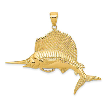 14K Yellow Gold SailFish Pendant - (A83-260) 14K Yellow Gold SailFish Pendant - (A83-260)