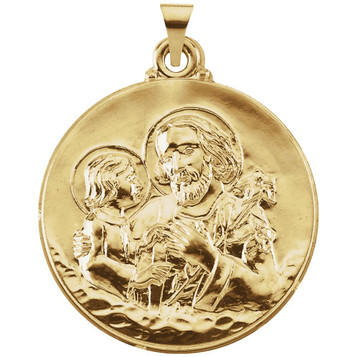 14K Yellow Gold 29mm St. Joseph Medal - (B16-408) 14K Yellow Gold 29mm St. Joseph Medal - (B16-408)