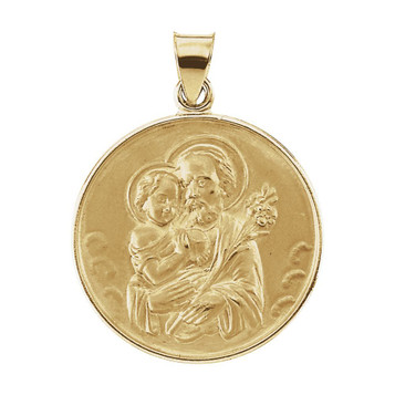 18K Yellow Gold 25mm St. Joseph Medal - (B16-356) 18K Yellow Gold 25mm St. Joseph Medal - (B16-356)