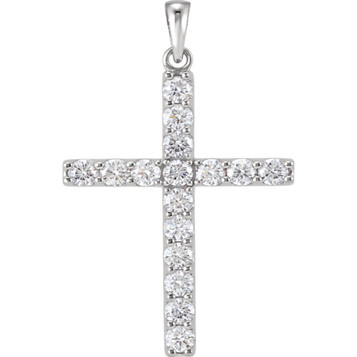 14K White Gold 1-3/8 Carat tw Diamond Cross Pendant - (B15-395) 14K White Gold 1-3/8 Carat tw Diamond Cross Pendant - (B15-395)