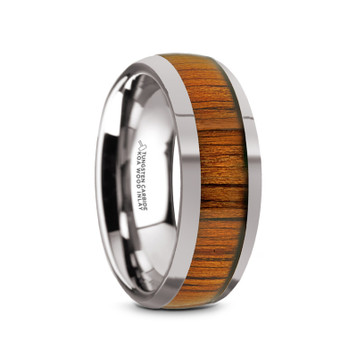 KAMEHA Tungsten Domed Profile Polished Finish Mens Wedding Ring with Koa Wood Inlay - 8mm ~ (H65-293) KAMEHA Tungsten Domed Profile Polished Finish Mens Wedding Ring with Koa Wood Inlay - 8mm ~ (H65-293)