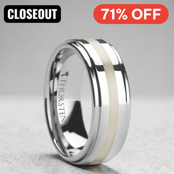 LOKI  Silver Inlaid Tungsten Carbide Ring with Raised Center ~ (H65-382)