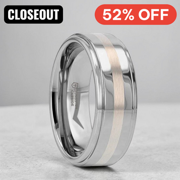 ODIN Raised Center Tungsten Carbide Ring with  Platinum Inlay ~ (H65-637)