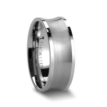 TREVICO Tungsten Carbide Ring with Brushed Concave Center Polished Edges - 8mm ~ (J65-108) TREVICO Tungsten Carbide Ring with Brushed Concave Center Polished Edges - 8mm ~ (J65-108)