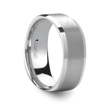 STERLING Square Shape White Tungsten Carbide Ring with Brush Finished Center - 8mm ~ (J65-125) STERLING Square Shape White Tungsten Carbide Ring with Brush Finished Center - 8mm ~ (J65-125)