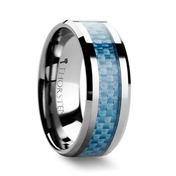 AUGUSTUS Tungsten Carbide Ring with Blue Carbon Fiber Inlay - 4mm - 10mm AUGUSTUS Tungsten Carbide Ring with Blue Carbon Fiber Inlay - 4mm - 10mm