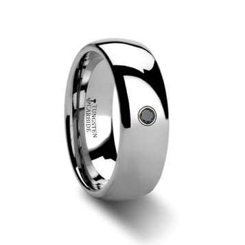 BRISBANE Rounded Black Diamond Tungsten Carbide Ring - 6mm & 8mm BRISBANE Rounded Black Diamond Tungsten Carbide Ring - 6mm & 8mm