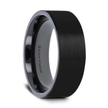 Brushed Finish Flat Black Titanium Men's Wedding Band with Celtic Print- 6mm & 8mm