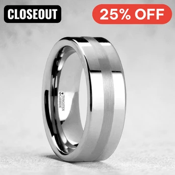 IVAR Platinum Inlaid Pipe Cut Tungsten Carbide Ring - 6mm & 8mm