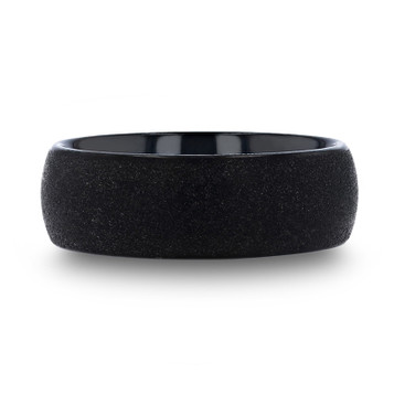 OBSIDIAN Domed Black Tungsten Carbide Ring with Sandblasted Crystalline Finish - 4mm - 8mm OBSIDIAN Domed Black Tungsten Carbide Ring with Sandblasted Crystalline Finish - 4mm - 8mm