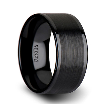 Black Ceramic Ring with Meteorite Inlay – Aerolite Meteorites