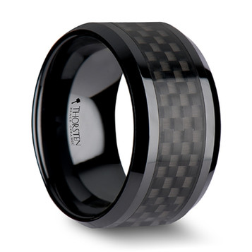 ONYX Black Ceramic Ring with Black Carbon Fiber Inlaid - 4mm - 12mm ONYX Black Ceramic Ring with Black Carbon Fiber Inlaid - 4mm - 12mm