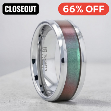 STINGRAY Tungsten Carbide Ring with Blue/Purple Color Changing Inlay - 4mm - 10mm