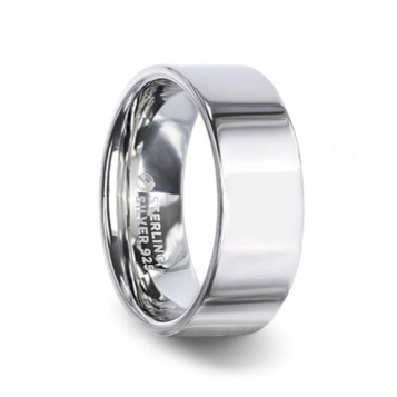 ARGENT Silver Polished Finish Wedding Ring - Flat Comfort Fit - 4mm 8mm ARGENT Silver Polished Finish Wedding Ring - Flat Comfort Fit - 4mm 8mm
