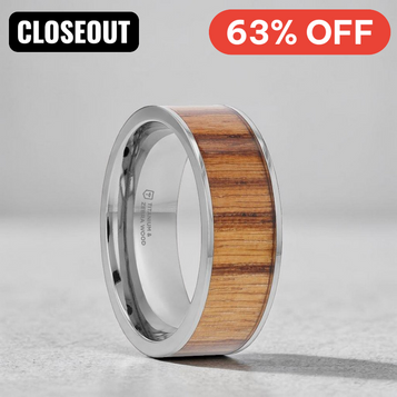 LAMAR Titanium Zebrawood Inlaid Wedding Ring - Flat Polished Comfort Fit - 8mm