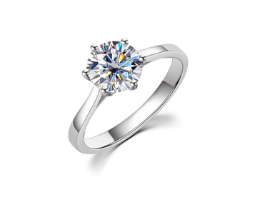 2-Carat Round Brilliant Cut Solitaire Engagement Ring GRA Lab Certified D/VVS1 Moissanite set in 18K White Gold Layered Sterling Silver 2-Carat Round Brilliant Cut Solitaire Engagement Ring GRA Lab Certified D/VVS1 Moissanite set in 18K White Gold Layered Sterling Silver